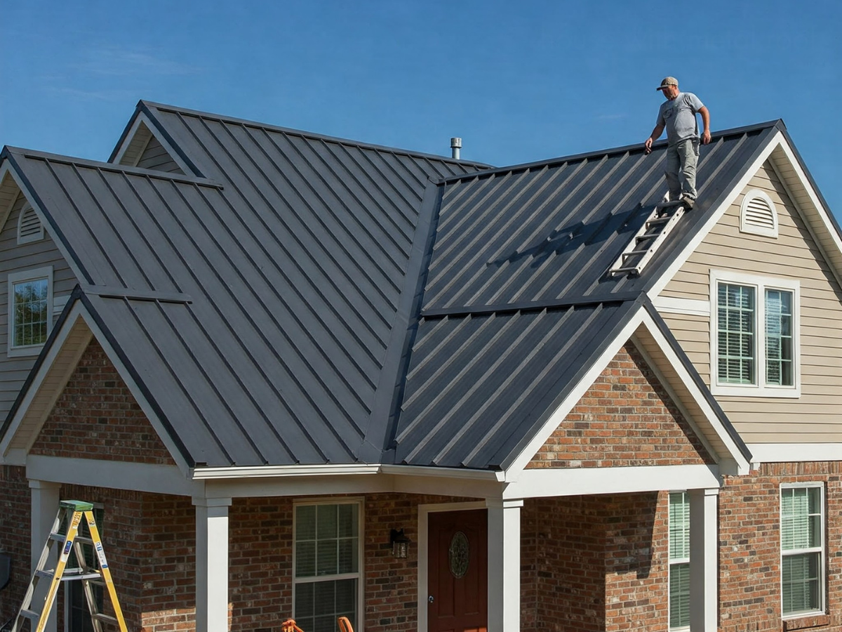 Contemporary home with standing seam metal roof